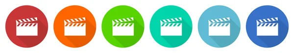 Video Icon Set Platte Ontwerp Vector Illustratie Kleuren Opties Voor — Stockvector