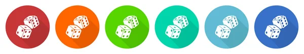 Tärningar Casino Ikon Set Platt Design Vektor Illustration Färger Alternativ — Stock vektor