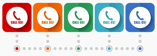 Llámenos Iconos Vectoriales Plantilla Infografía Conjunto Símbolos Diseño Plano Opciones — Vector de stock