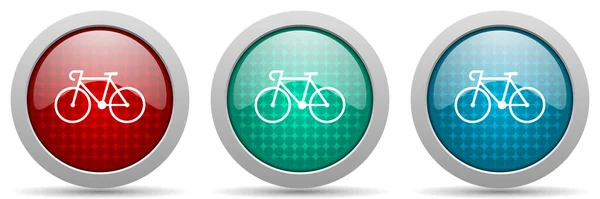 Fietsvector Icoon Set Glanzende Web Buttons Collectie — Stockvector