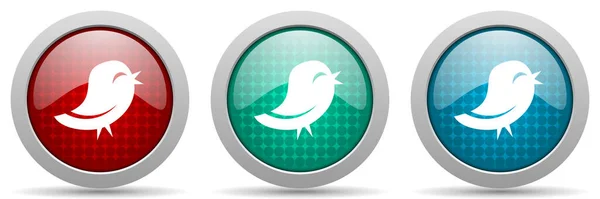 Twitterベクトルアイコンセット 光沢のあるウェブボタンコレクション — ストックベクタ