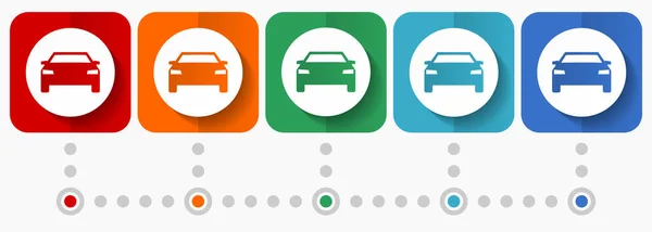 Auto Transport Transportation Car Vector Icons Infographic Template Set Flat — Stock Vector
