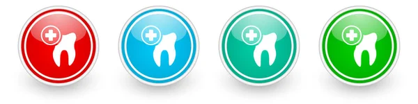 Dentista Dental Vector Dientes Iconos Botones Brillantes Colores Blanco — Archivo Imágenes Vectoriales