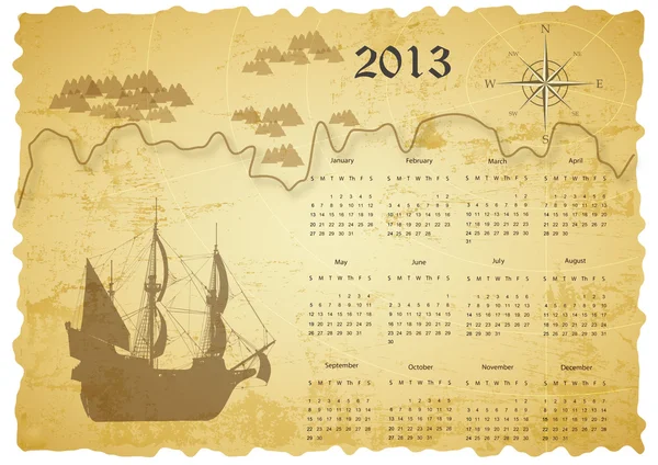 Calendario 2013 — Vettoriale Stock