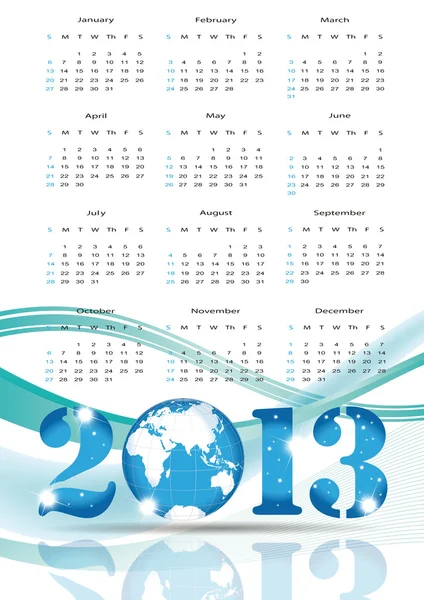 Calendario 2013 — Archivo Imágenes Vectoriales