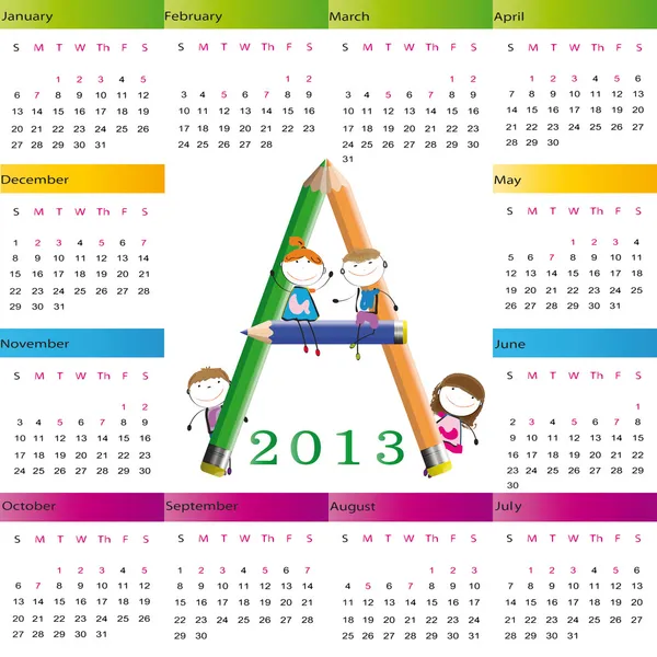 Calendario 2013 — Archivo Imágenes Vectoriales