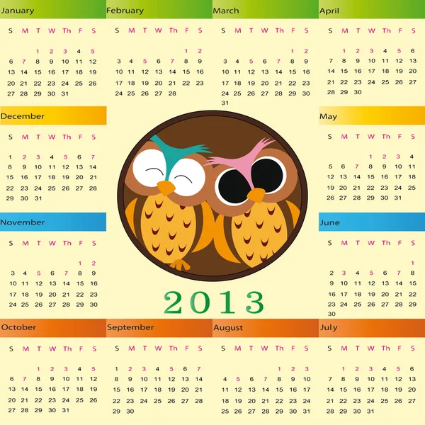 Calendario 2013 — Vector de stock