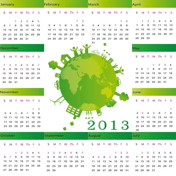 Calendario 2013 — Vector de stock