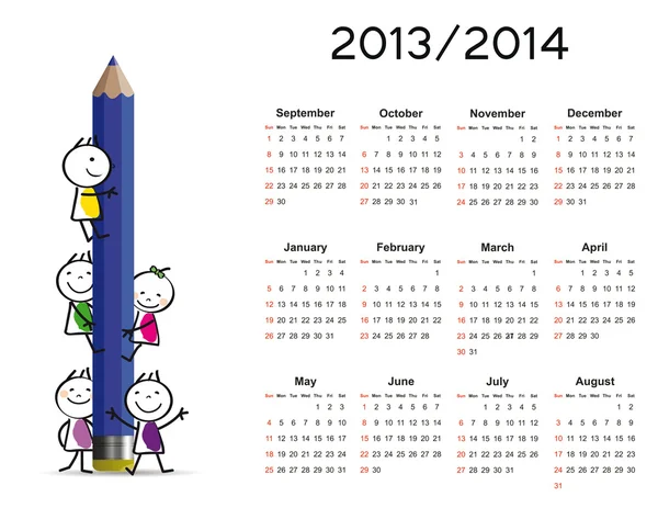 Yeni öğretim yılı 2013 ve 2014 basit takvimi — Stok Vektör