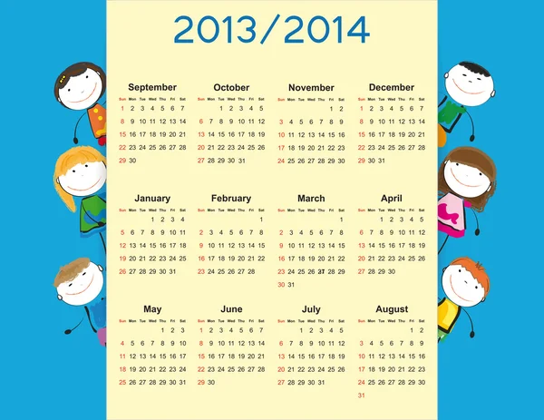 Einfacher Kinderkalender 2014 Vektorgrafiken