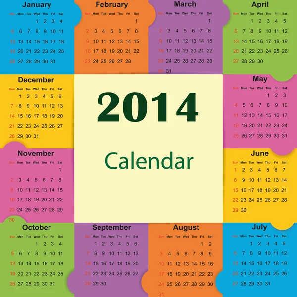 Op 2014 jaar kalender Vectorbeelden