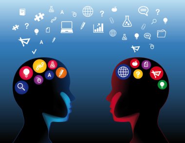 pek çok soru ile insan kafaları