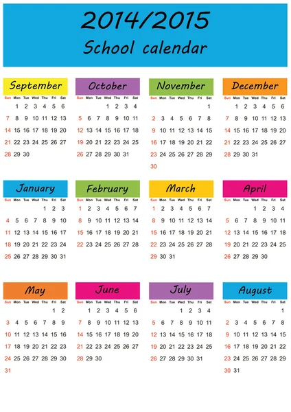 Calendrier scolaire — Image vectorielle