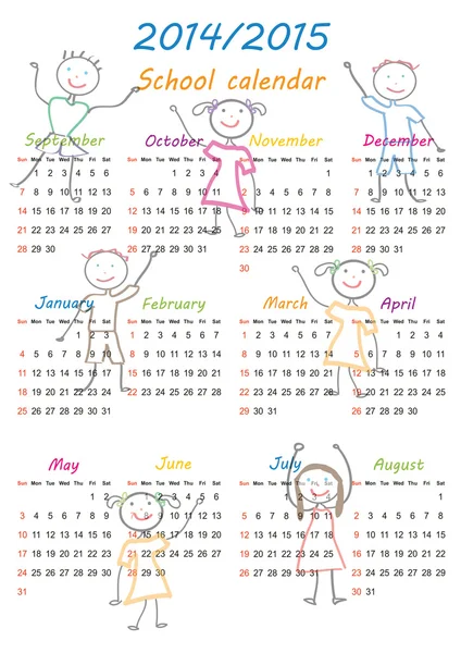 Calendario scolastico — Vettoriale Stock