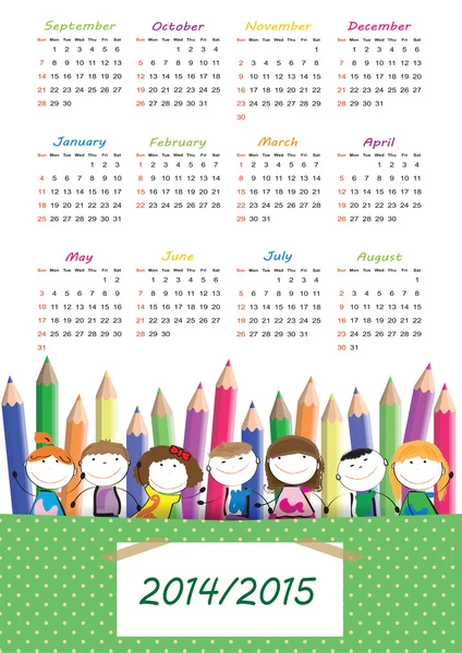 Calendario scolastico — Vettoriale Stock