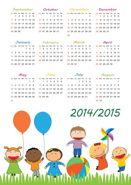 Calendario escolar — Vector de stock