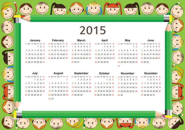 Calendario 2015 — Vettoriale Stock