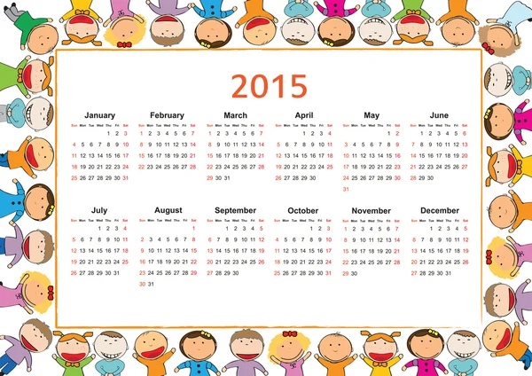 Детский календарь 2015 — стоковый вектор