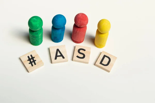 Concept Autism Day Asd Wooden Figurines Letters — Stock Photo, Image