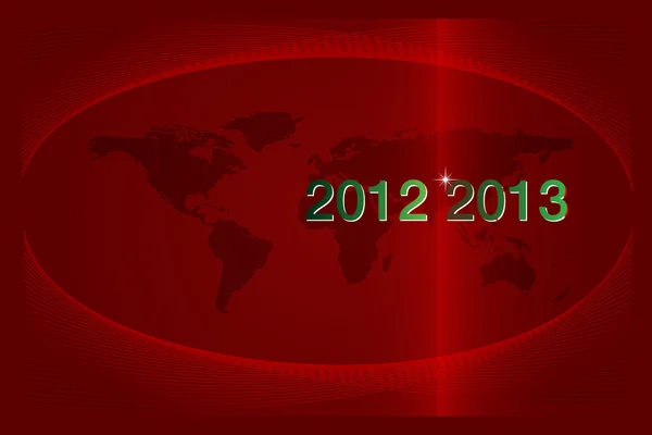 2012-2013 "Проходят годы". New Year on the world globe, vecto — стоковый вектор