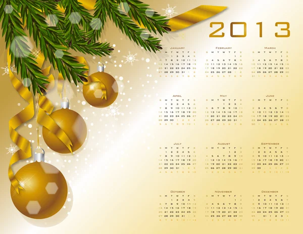 Kalenderkort for 2013, vektor – stockvektor