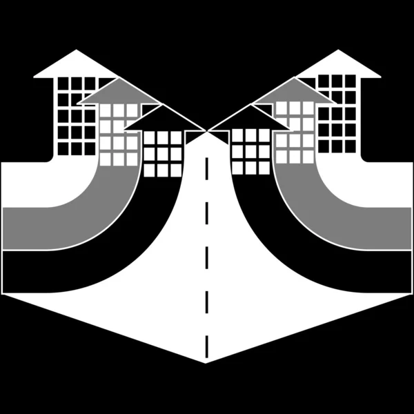 街の建物 - ベクトル、矢印 — ストックベクタ