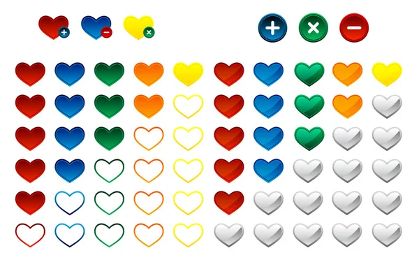 Corazón coloreado botón favorito, vector — Archivo Imágenes Vectoriales