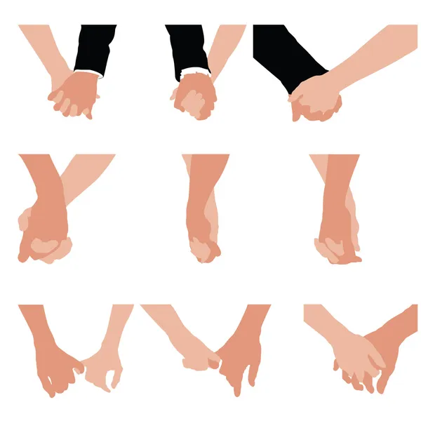 Couples holding hands, vector — Stock Vector