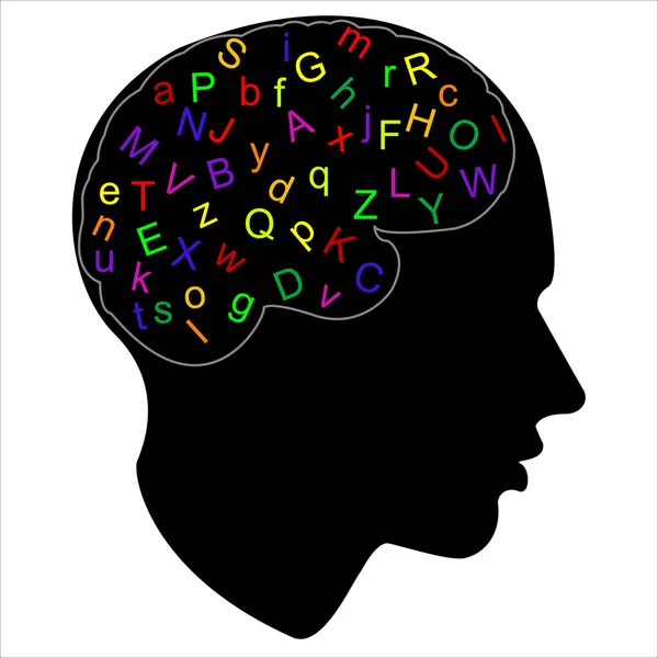 Letra colorida en el cerebro, vector — Archivo Imágenes Vectoriales