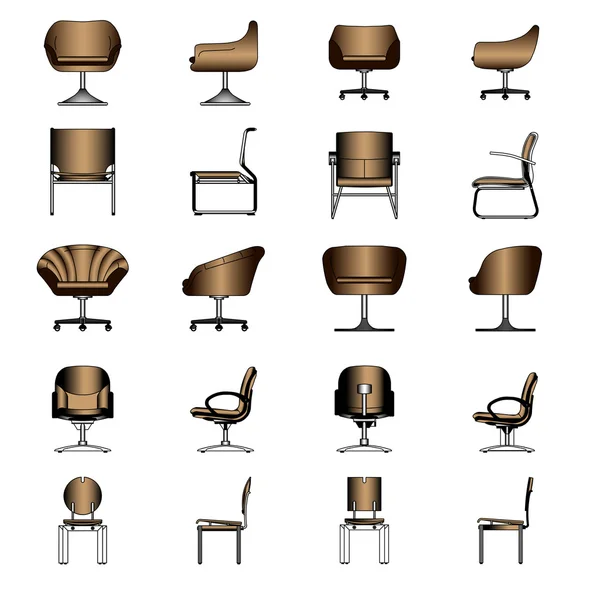 Ensemble de chaise moderne, vecteur — Image vectorielle