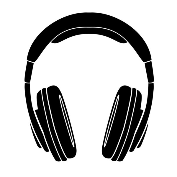 Simple Headphones in Silhouette, vector