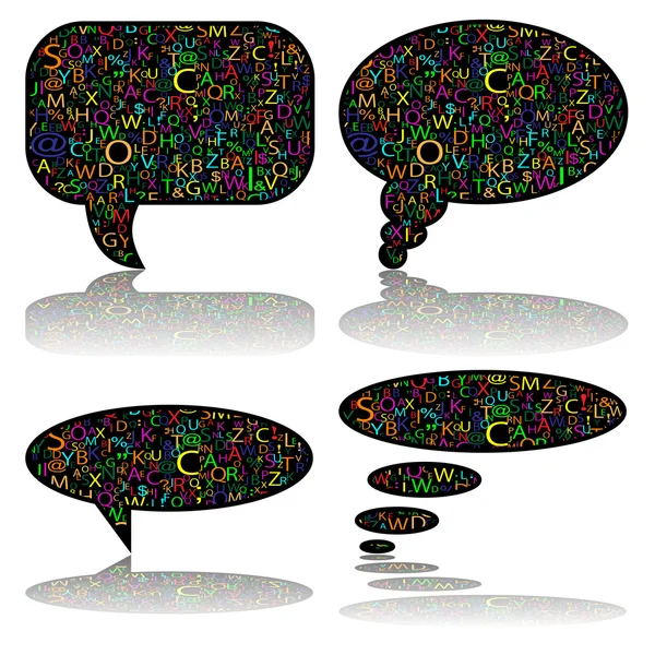 Социальные сети, коммуникационные пузыри с буквами, вектор — стоковый вектор
