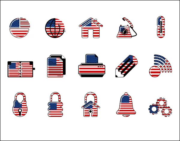 Coloré États-Unis Site Web & Internet icon set, VECTOR — Image vectorielle