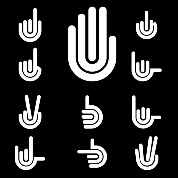 Gestos de mano y señales conjunto de iconos vectoriales para su diseño — Vector de stock