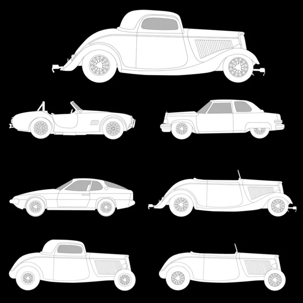 Coches viejos, vector — Vector de stock