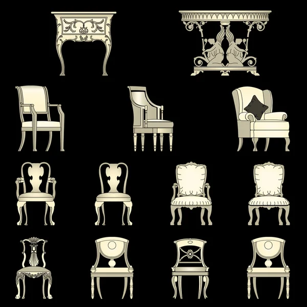 Set de Sillones y mesas de lujo, vector — Archivo Imágenes Vectoriales