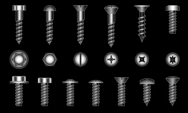 Juego de tornillos, vector — Archivo Imágenes Vectoriales