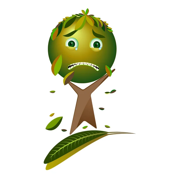 Cartoon sad tree - Please, save the earth, vector — Stock Vector