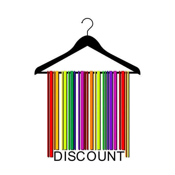 Colorful discount barcode clothes hanger — Stock Vector