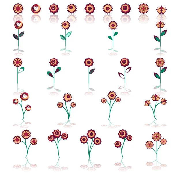 Colorful springtime flowers set, vector — Stock Vector