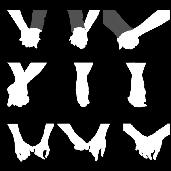 Páry drží za ruce, vektorové — Stockový vektor