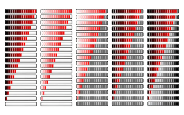 Vermelho diferente carregador barra de progresso, vetor — Vetor de Stock