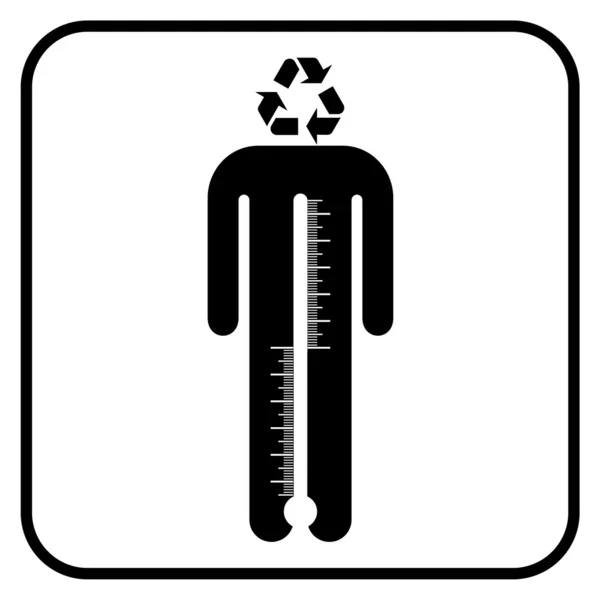 Symbol człowieka Eco z termometrem, wektor — Wektor stockowy