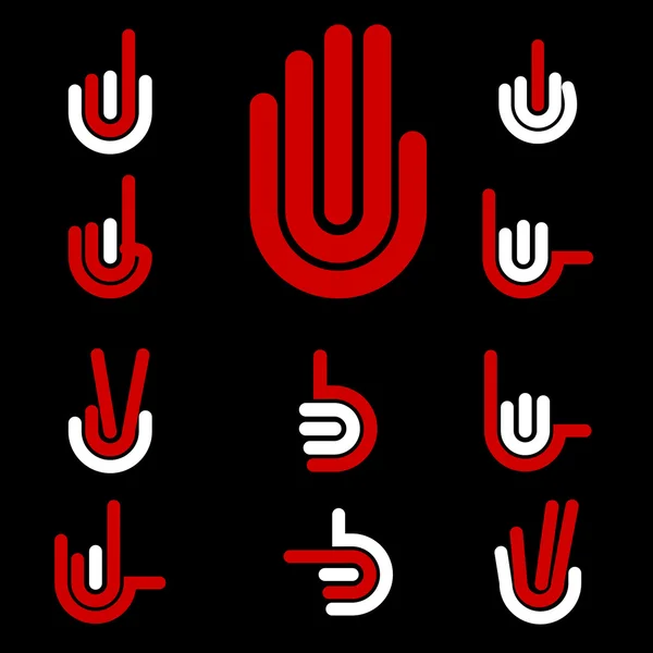 Hand Gestures and signals -set of vector icons for your design — Stock Vector