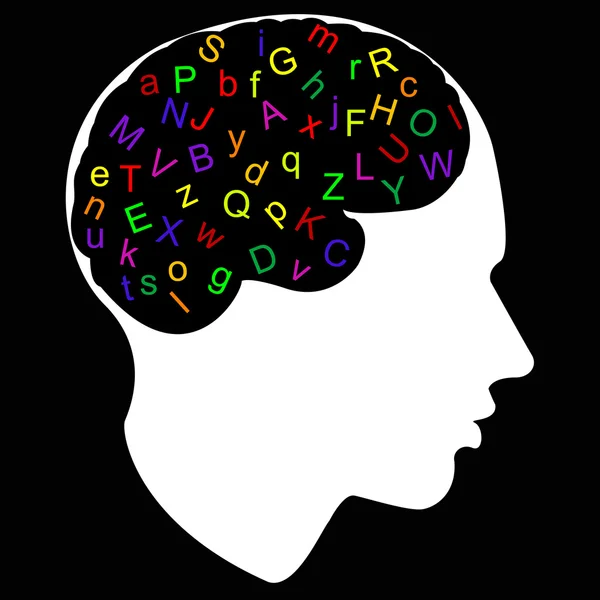 多彩字母的大脑，矢量 — 图库矢量图片