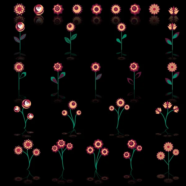 Barevné jarní květiny sada, vektor — Stockový vektor