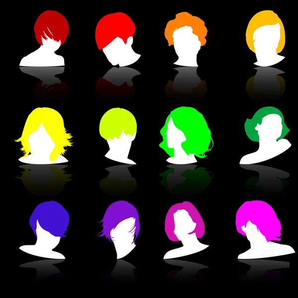 Kolorowe włosy moda wektor zestaw — Wektor stockowy