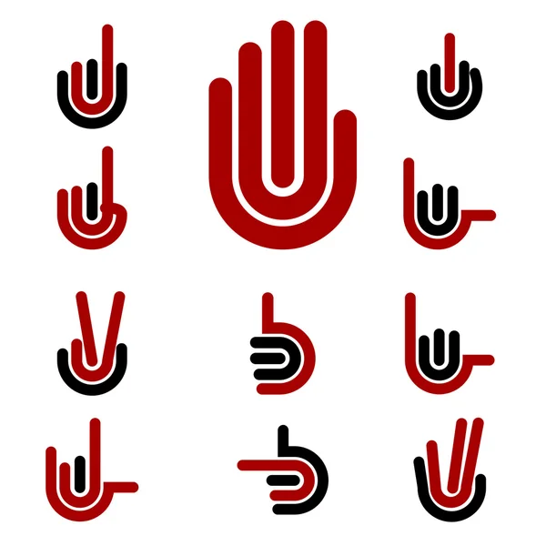 Gestos de mano y señales conjunto de iconos vectoriales para su diseño — Vector de stock