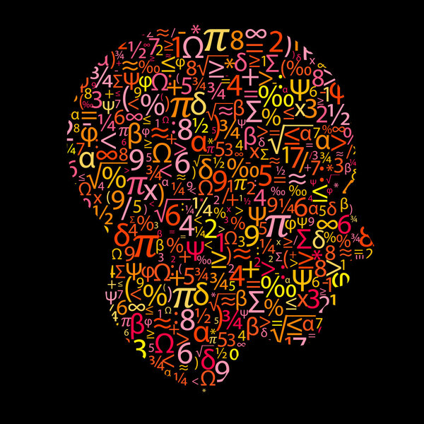 head with numbers, vector