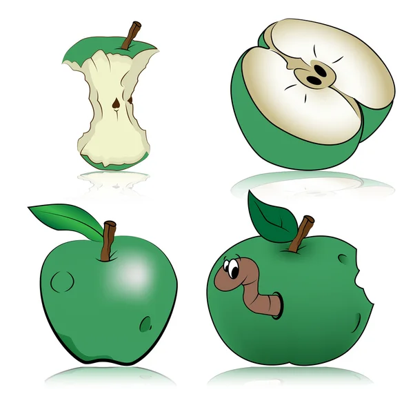 绿色苹果、 矢量 — 图库矢量图片